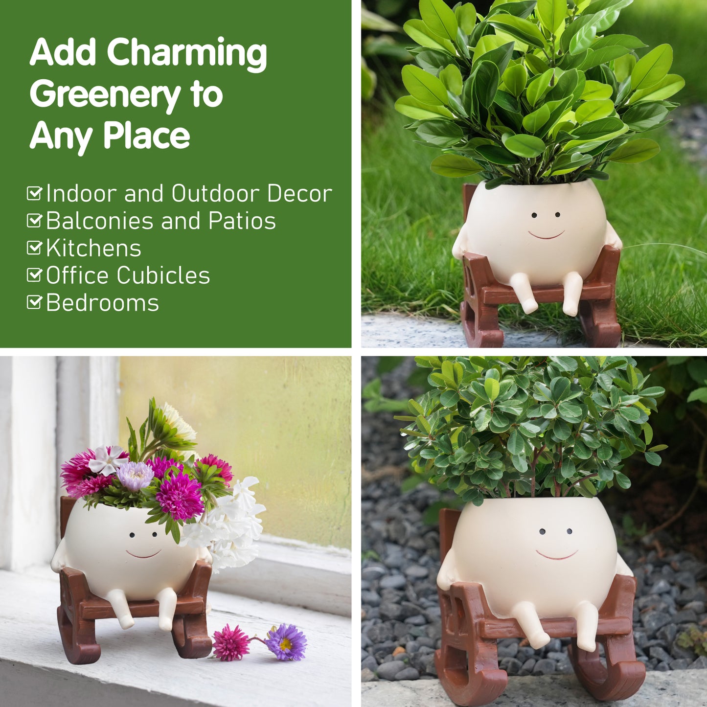 Smiley Face Planter Rocking Chair